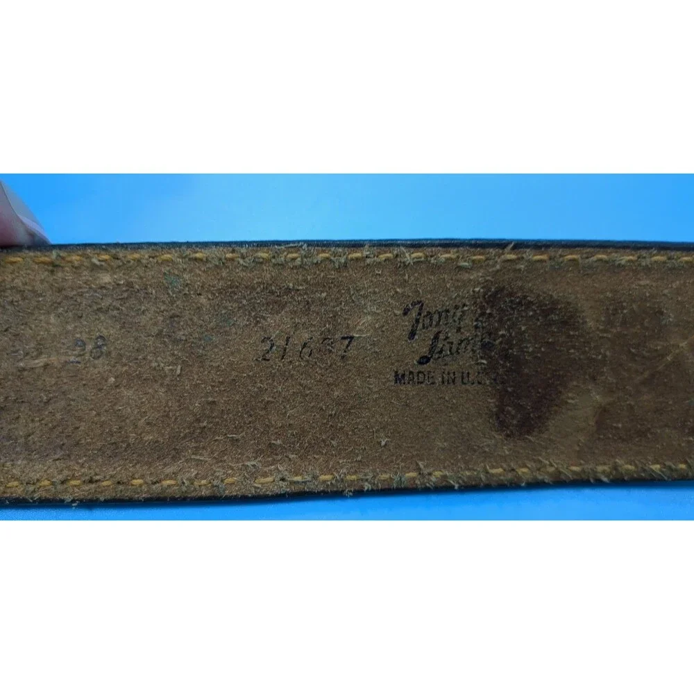 Tony Lama Brown Leather Tooled Belt &1976 Pro Rodeo Buckle Acorns Oak Leaves 29”
